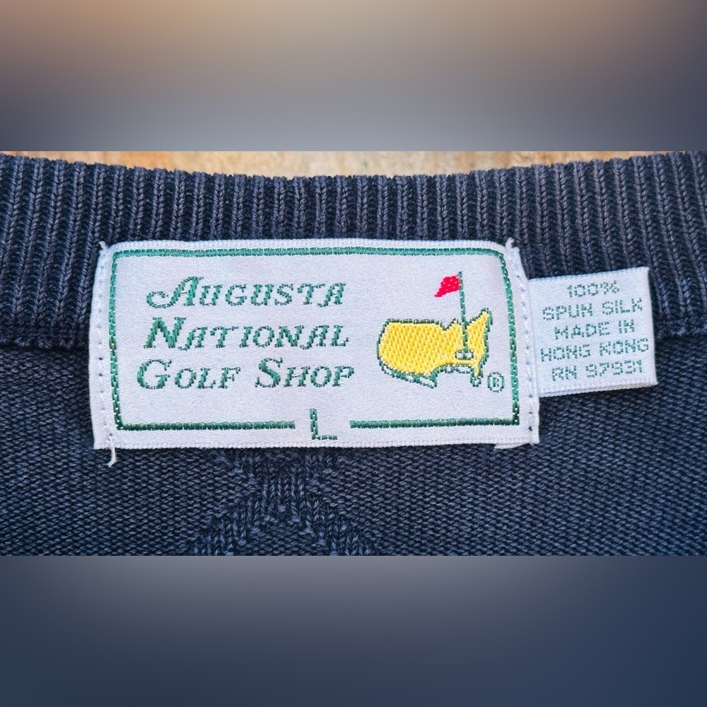 Masters Golf Augusta National Golf Shop Silk Sweater Vest Men’s Size L Black - Picture 2 of 5
